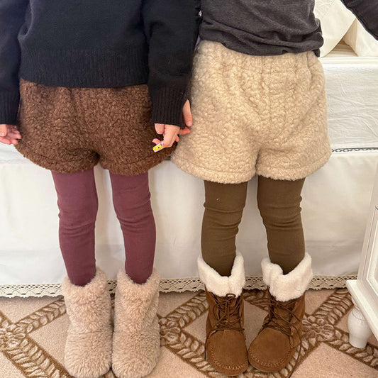 もこもこボアショートパンツ 裏地付き 秋冬 防寒 ボアパンツ【mh0011453】