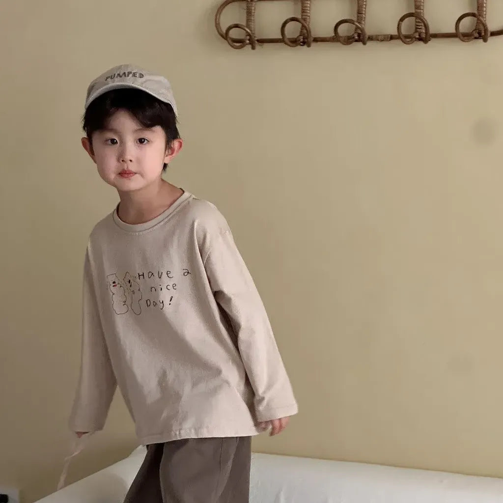 -手描き風イラスト長袖Tシャツ【mh0011229】 - mamahalo shop - 長袖Tシャツ -  べビー服 - 子供服 - 男の子 - 女の子