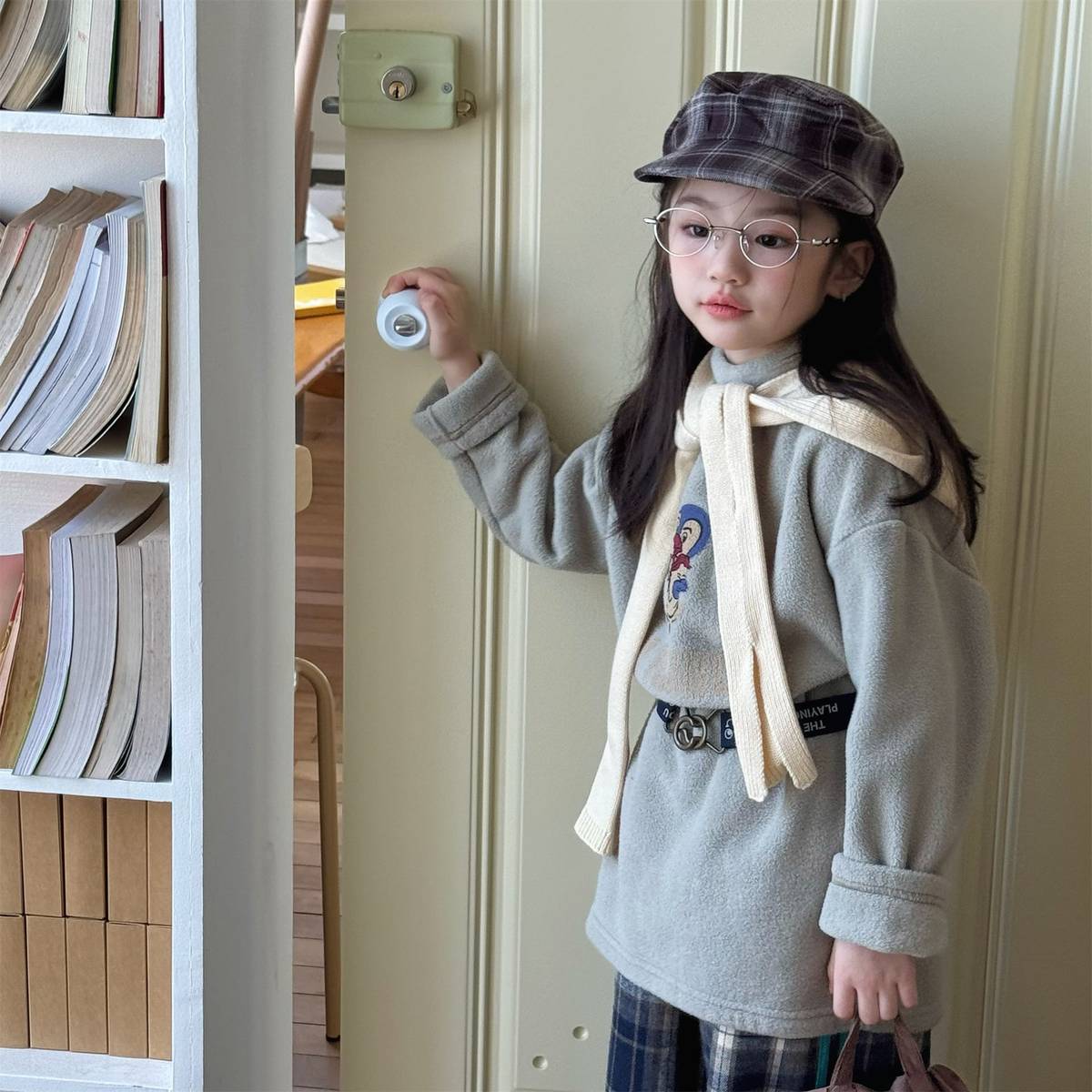 -長袖Tシャツ フリース素材 ハイネック ペンギン刺繍 プルオーバー【mh0011407】 - mamahalo shop - 長袖Tシャツ -  べビー服 - 子供服 - 男の子 - 女の子