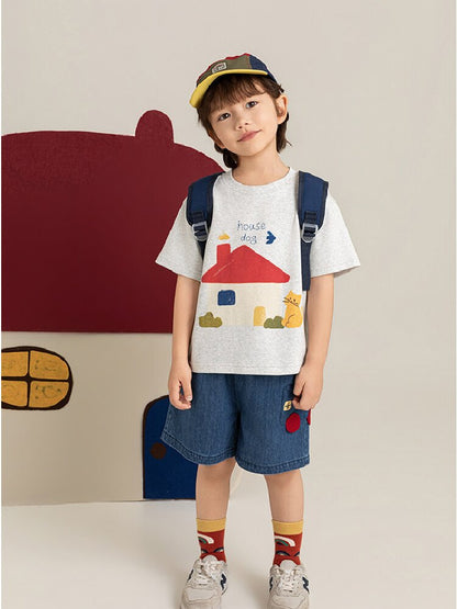 Graphic Explorer Hero Tシャツ デニムショートパンツ セットアップ【mh0012730】