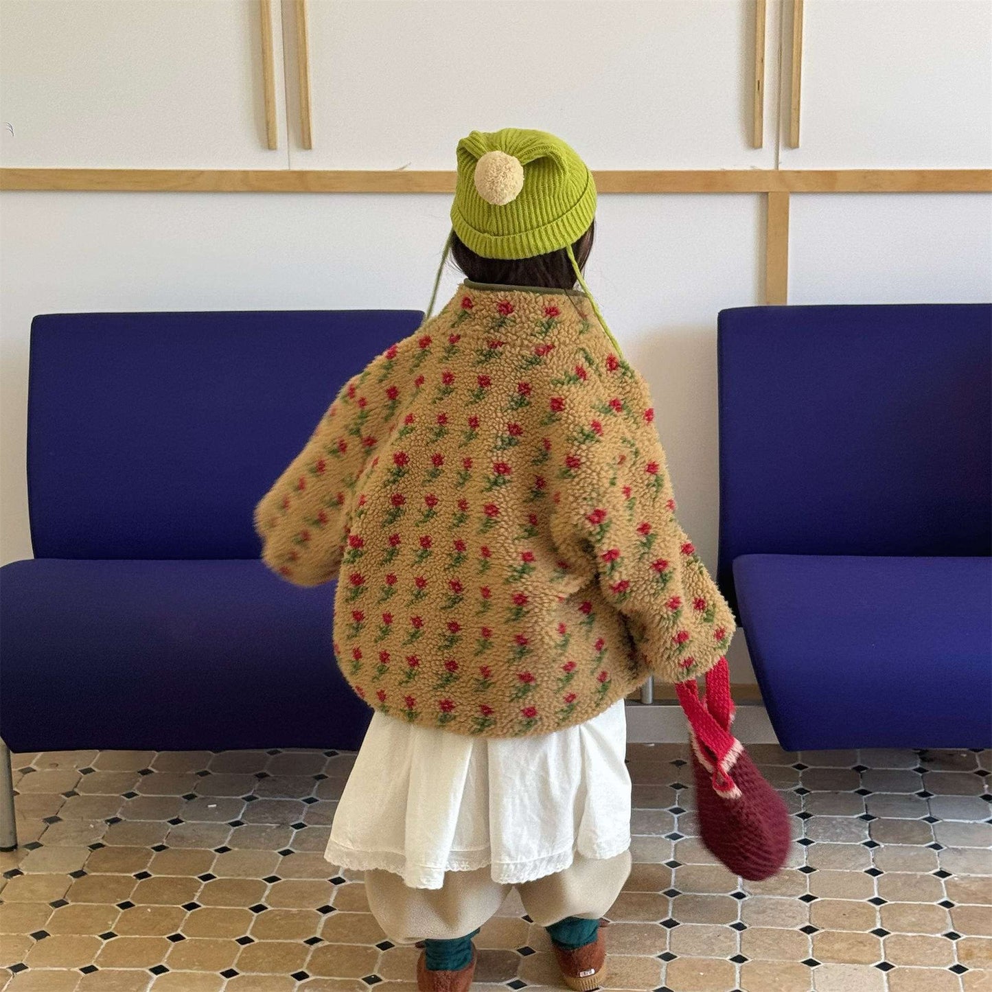 シープボアコート 花柄 フリースジャケット もこもこアウター 厚手防寒【mh0011436】