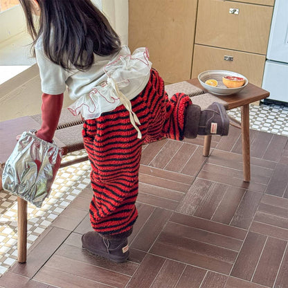 -ロングパンツ シープボア ボーダー柄 もこもこボア 長ズボン【mh0011400】 - mamahalo shop - ロングパンツ・スウェットパンツ -  べビー服 - 子供服 - 男の子 - 女の子