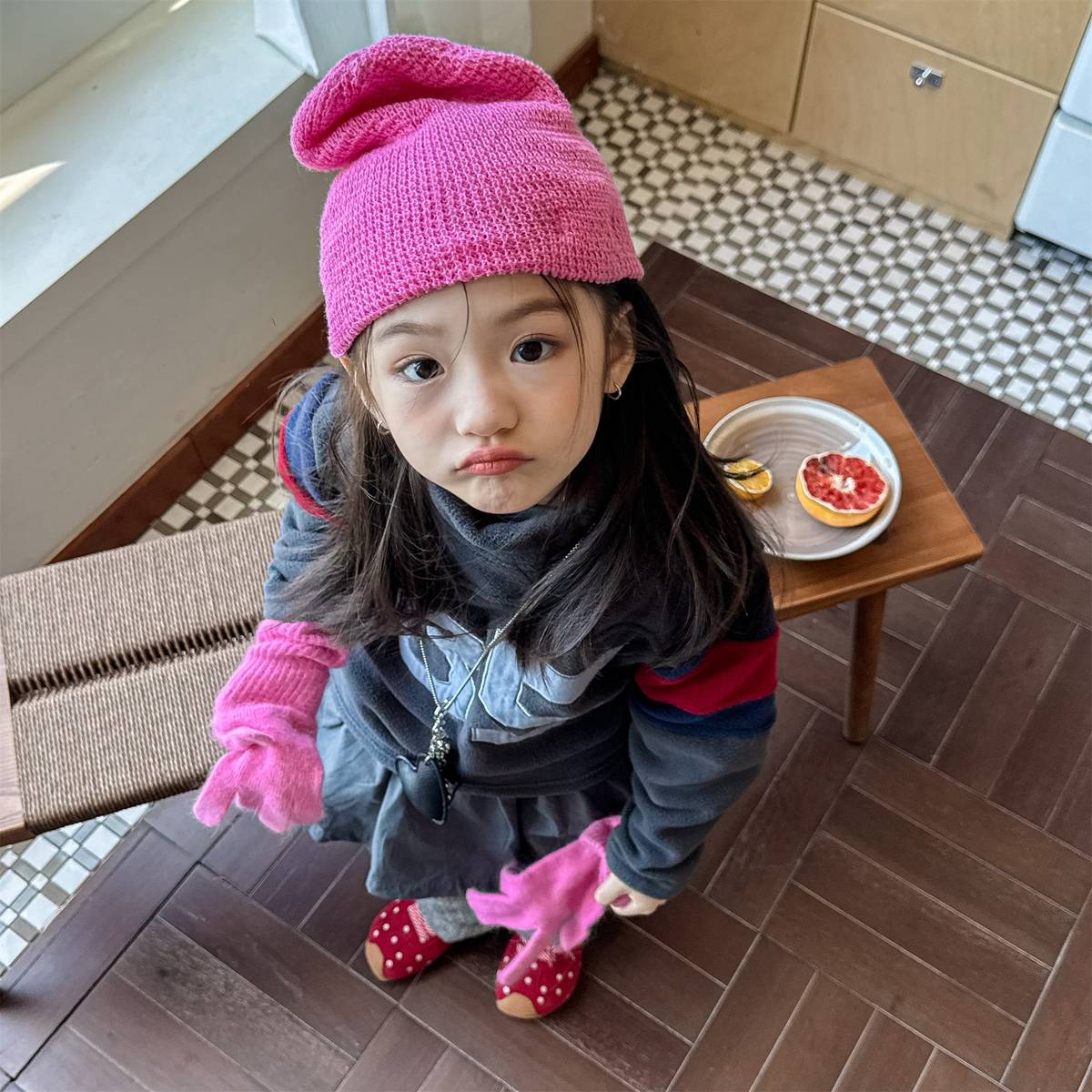 -長袖フリース プルオーバー ナンバーワッペン ハイネック スリーブデザイン【mh0011409】 - mamahalo shop - トレーナー・フーディ -  べビー服 - 子供服 - 男の子 - 女の子