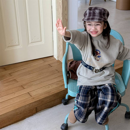 -裏起毛スウェットパンツ ロングパンツ カジュアル チェック サイドライン【mh0011402】 - mamahalo shop - ロングパンツ・スウェットパンツ -  べビー服 - 子供服 - 男の子 - 女の子