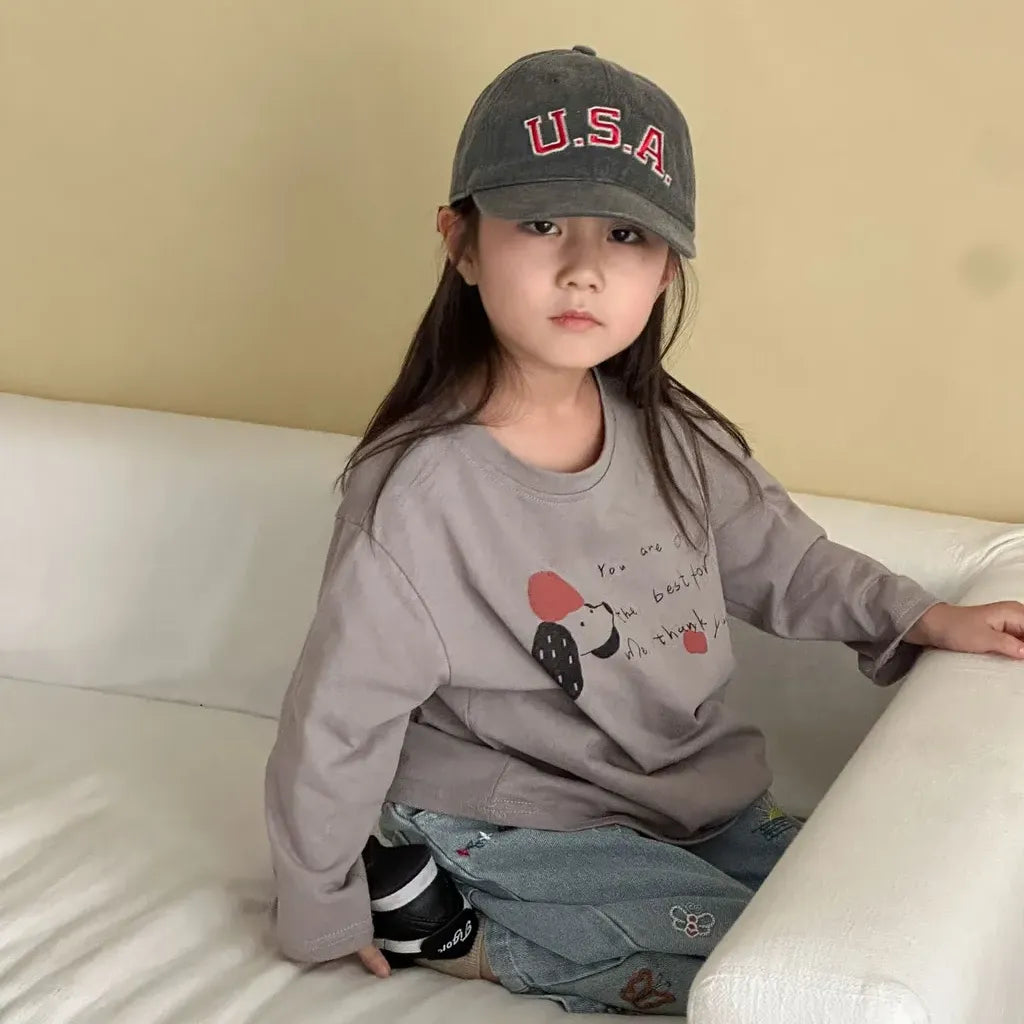 -手描き風イラスト長袖Tシャツ【mh0011229】 - mamahalo shop - 長袖Tシャツ -  べビー服 - 子供服 - 男の子 - 女の子