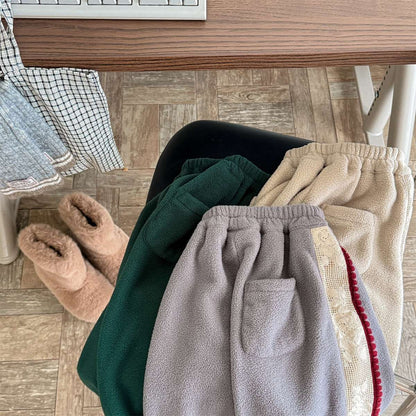 -フリーススウェットパンツ サイドレースデザイン あったか長ズボン【mh0011427】 - mamahalo shop - ロングパンツ・スウェットパンツ -  べビー服 - 子供服 - 男の子 - 女の子