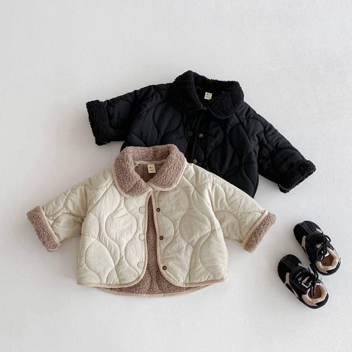 -中綿ジャケット キルティング ボア襟 あったか ボア裏地 防寒 アウター【mh0011397】 - mamahalo shop - ショートコート・ジャケット・ジャンパー -  べビー服 - 子供服 - 男の子 - 女の子