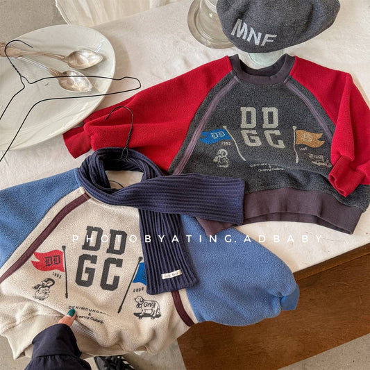 -長袖スウェットトレーナー フリース素材 ラグラン袖 プリントロゴ【mh0011412】 - mamahalo shop - トレーナー・フーディ -  べビー服 - 子供服 - 男の子 - 女の子