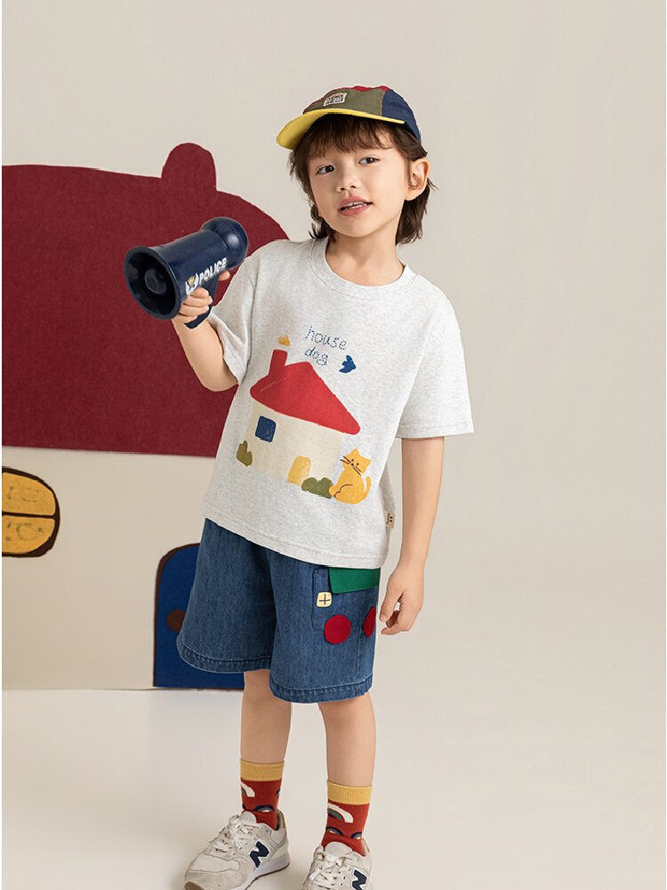 Graphic Explorer Hero Tシャツ デニムショートパンツ セットアップ【mh0012730】