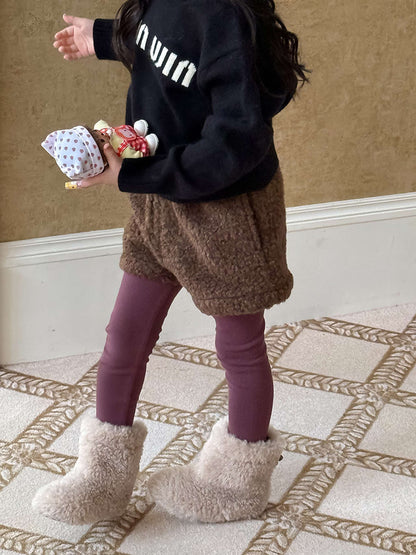 もこもこボアショートパンツ 裏地付き 秋冬 防寒 ボアパンツ【mh0011453】