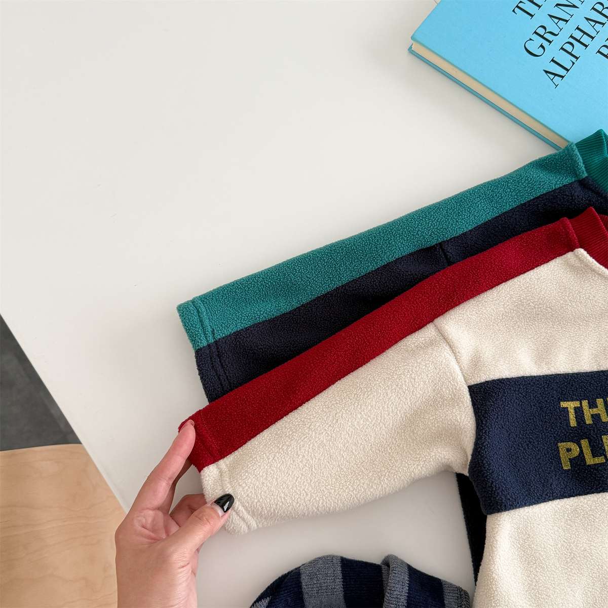 -長袖フリース ラグラン袖 プリントロゴ クルーネック トップス【mh0011426】 - mamahalo shop - 長袖Tシャツ -  べビー服 - 子供服 - 男の子 - 女の子