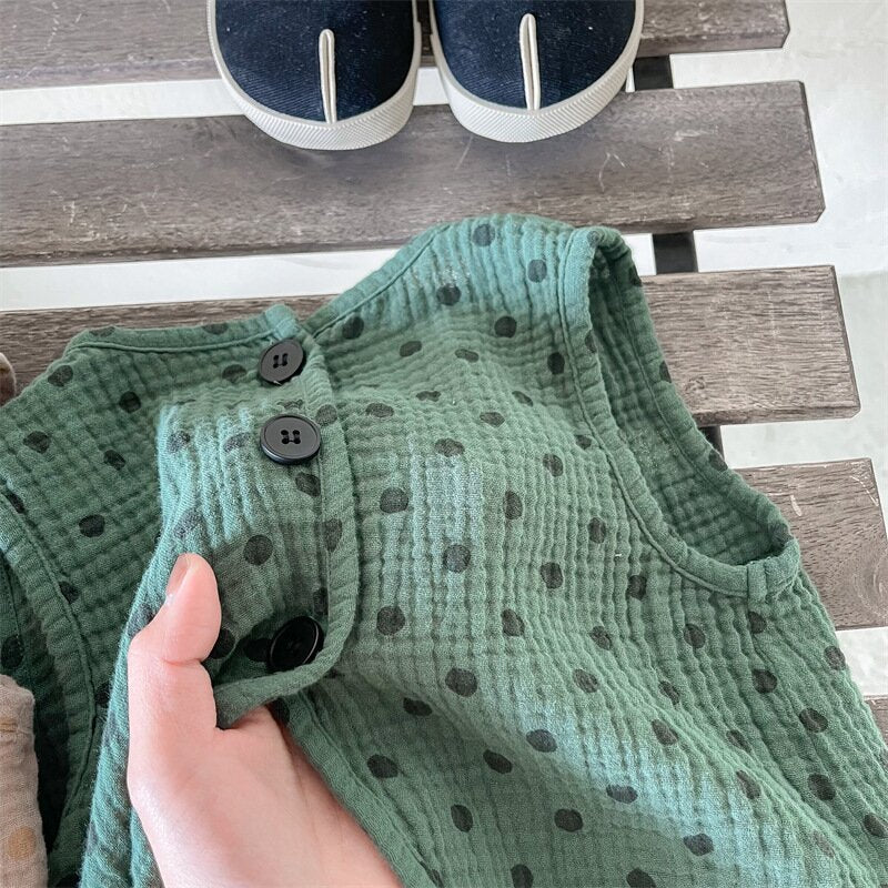 Polka Dot Sleeveless & Shorts Set ドット柄 ノースリーブ セットアップ【mh0012141】