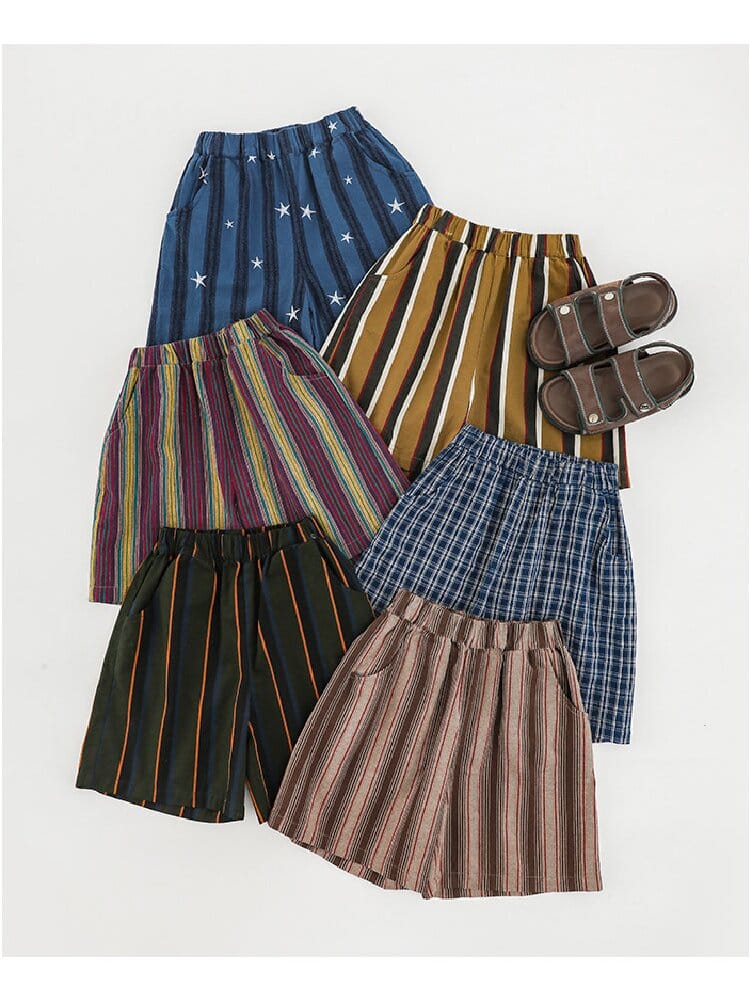 Textured Cotton Shorts ストライプ チェック ショートパンツ【mh0012728】 YoehYaul ハーフパンツ・ショートパンツ