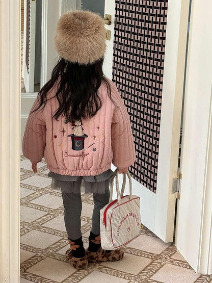 Long-sleeved quilted jacket | Padded and fully embroidered | Character print outerwear [mh0011467]