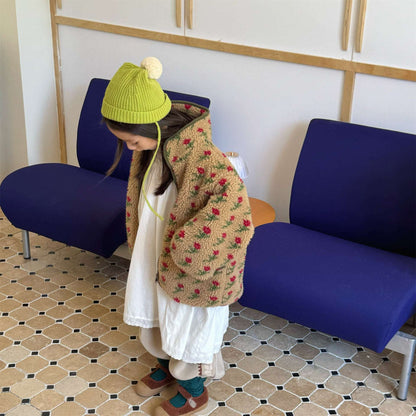 シープボアコート 花柄 フリースジャケット もこもこアウター 厚手防寒【mh0011436】