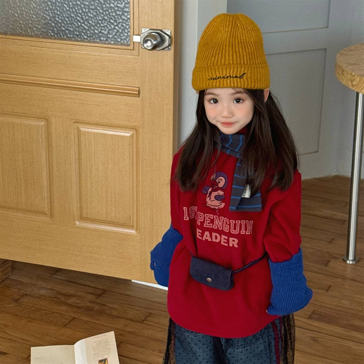 -長袖Tシャツ フリース素材 ハイネック ペンギン刺繍 プルオーバー【mh0011407】 - mamahalo shop - 長袖Tシャツ -  べビー服 - 子供服 - 男の子 - 女の子