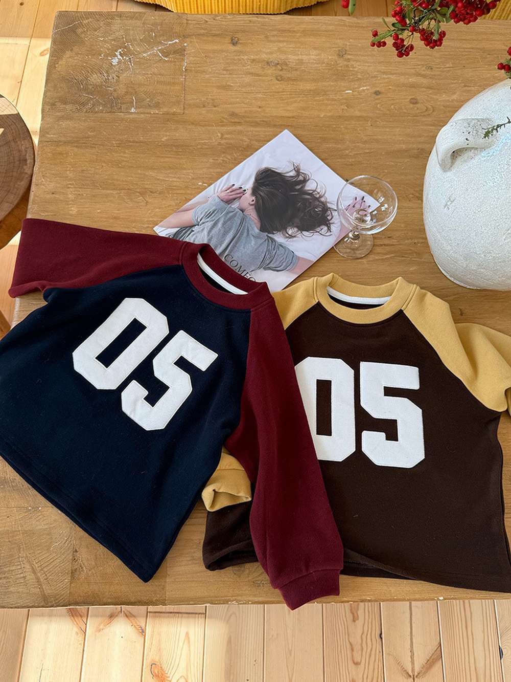 長袖スウェット | ナンバーロゴ | 裏起毛ラグランプルオーバー【mh0011473】