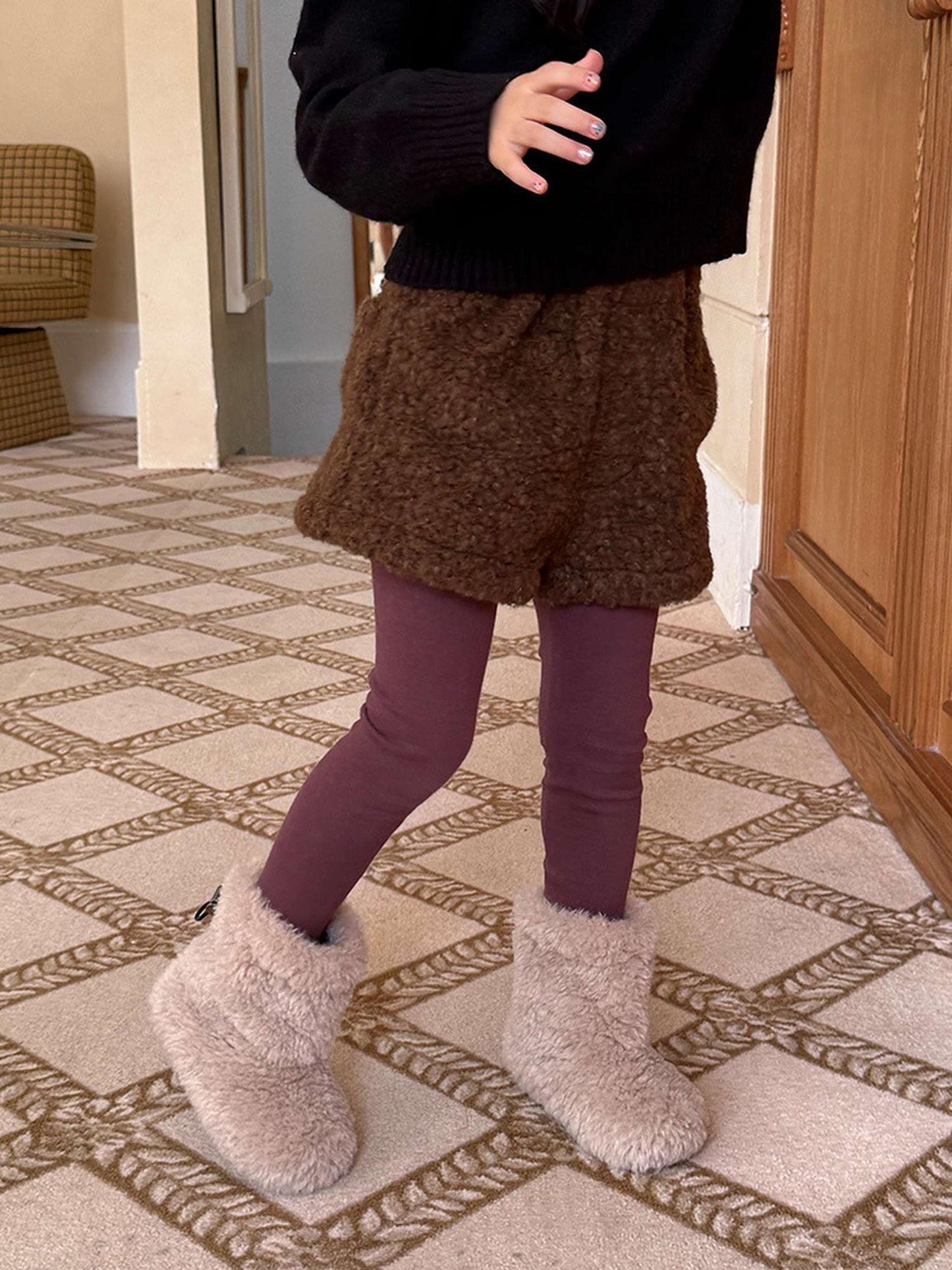 もこもこボアショートパンツ 裏地付き 秋冬 防寒 ボアパンツ【mh0011453】