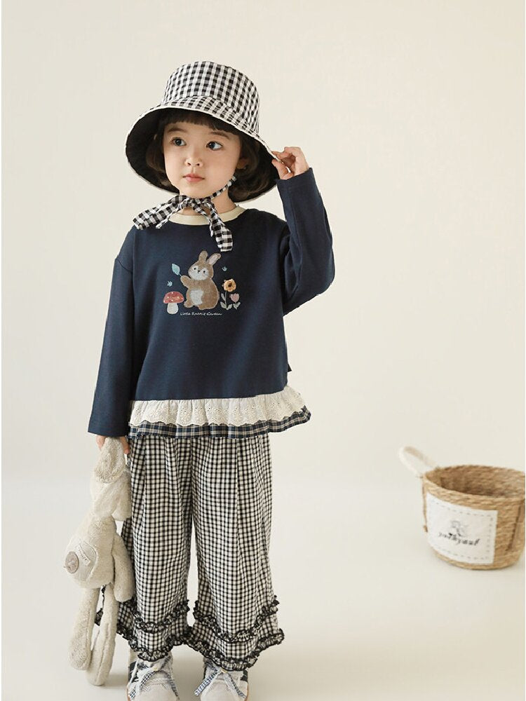 Embroidered Blouse Gingham Pants 裾刺繍 ブラウス ギンガム パンツ セットアップ【mh0012727】