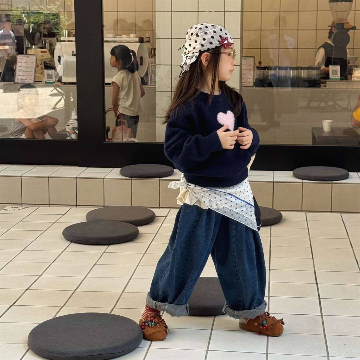 長袖ニット ハート柄プルオーバー クルーネック ゆるシルエット【mh0011432】