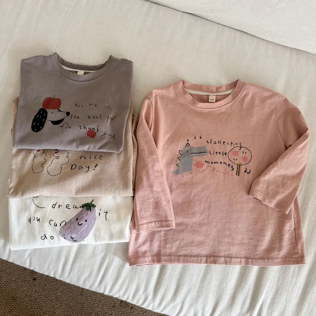 -手描き風イラスト長袖Tシャツ【mh0011229】 - mamahalo shop - 長袖Tシャツ -  べビー服 - 子供服 - 男の子 - 女の子