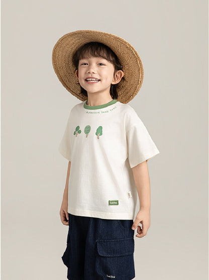 Little Forest Series リーフ柄 半袖シャツ Tシャツ デニム セットアップ【mh0012734】