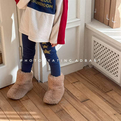 -裏起毛レギンス 星スタープリント 無地 暖かスパッツ ロングパンツ【mh0011406】 - mamahalo shop - レギンスパンツ -  べビー服 - 子供服 - 男の子 - 女の子