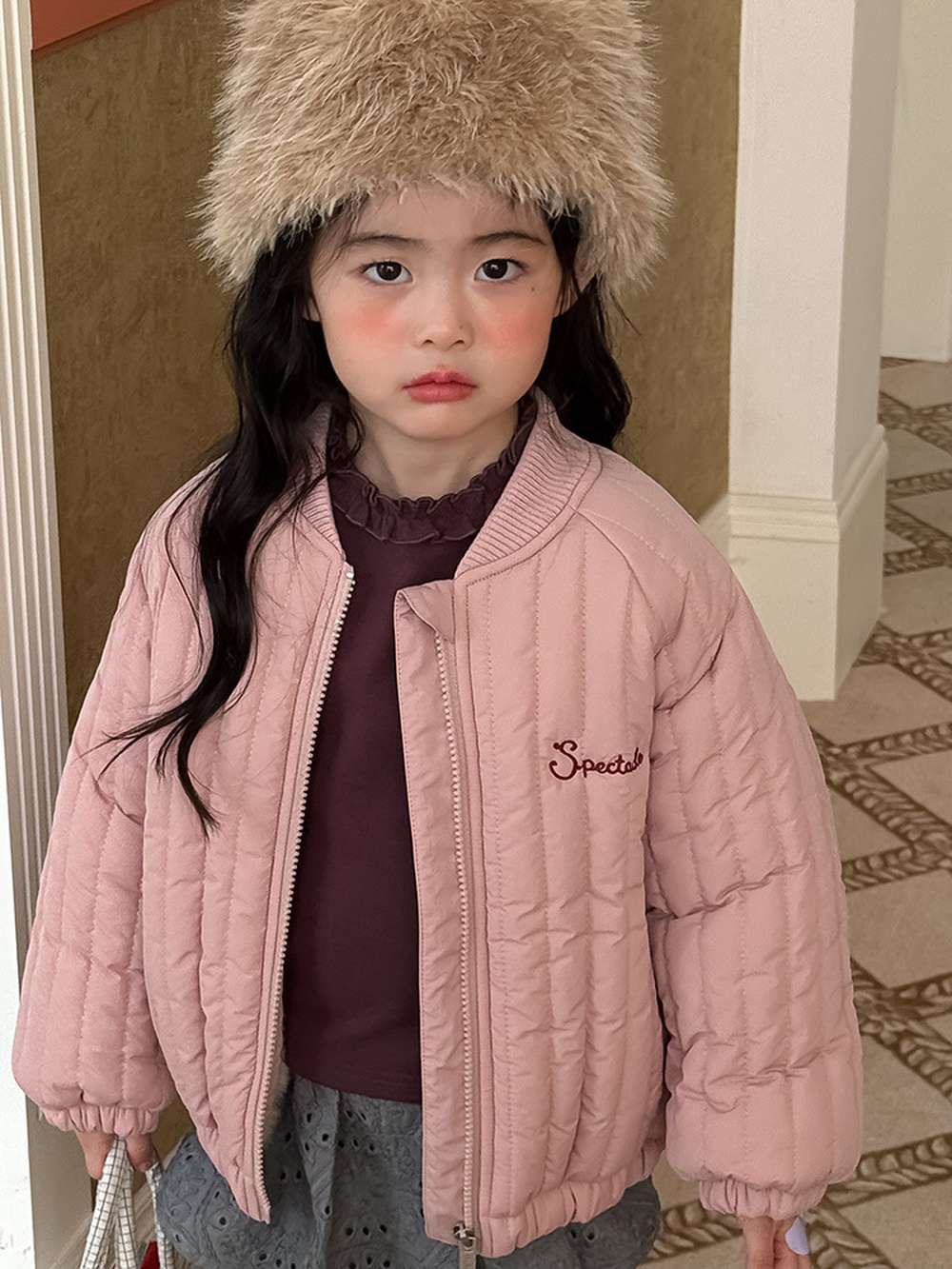 Long-sleeved quilted jacket | Padded and fully embroidered | Character print outerwear [mh0011467]