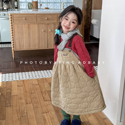 -キルティング サロペットスカート ジャンパースカート 中綿入り【mh0011419】 - mamahalo shop - ノースリーブワンピース -  べビー服 - 子供服 - 男の子 - 女の子