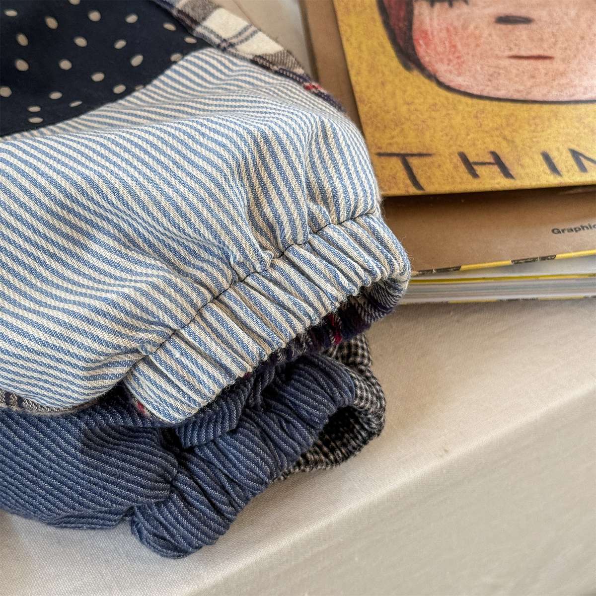 -パッチワークロングパンツ デニム調 キルティング 中綿入り【mh0011424】 - mamahalo shop - ロングパンツ・スウェットパンツ -  べビー服 - 子供服 - 男の子 - 女の子