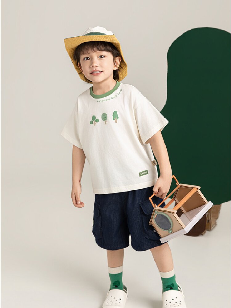 Little Forest Series リーフ柄 半袖シャツ Tシャツ デニム セットアップ【mh0012734】