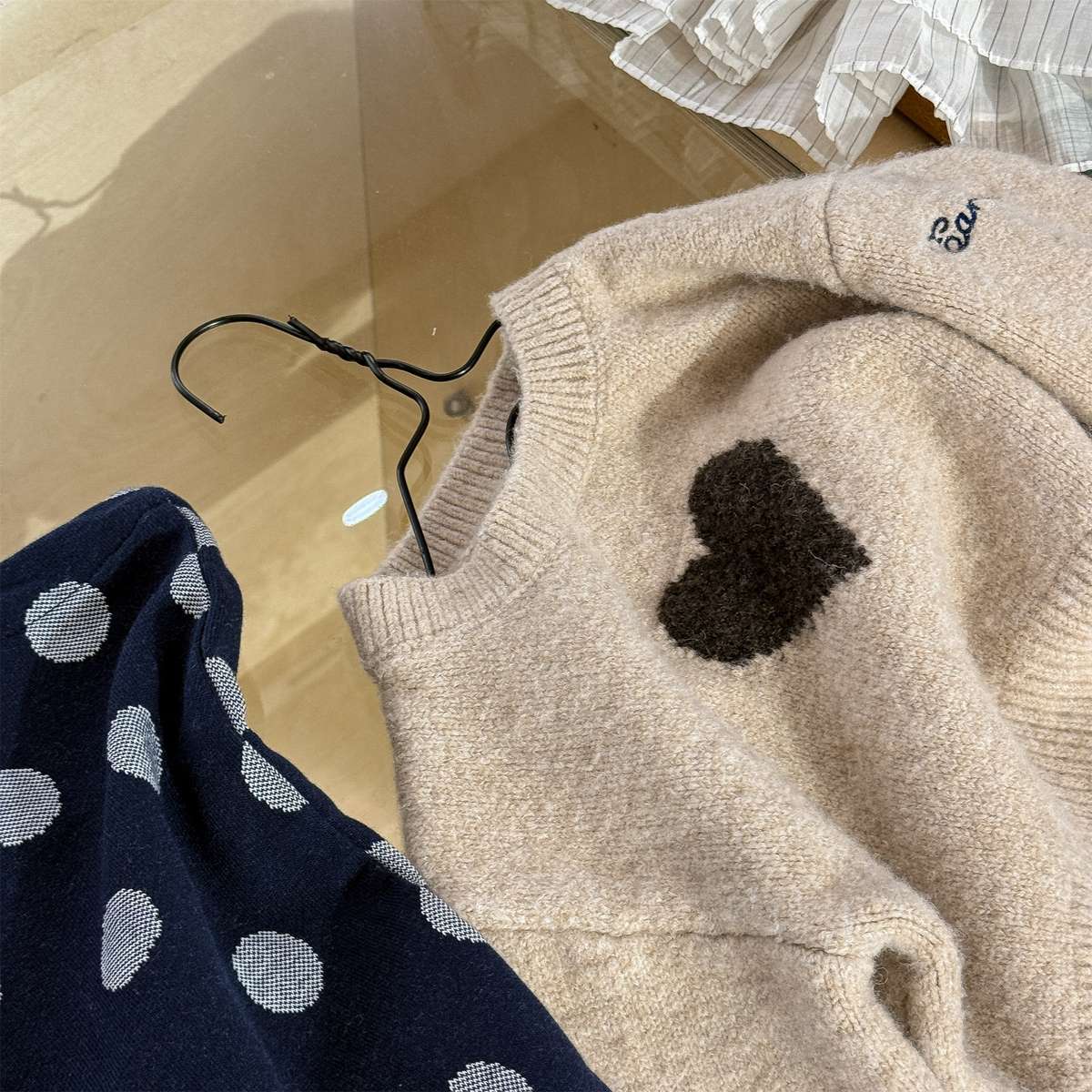 長袖ニット ハート柄プルオーバー クルーネック ゆるシルエット【mh0011432】