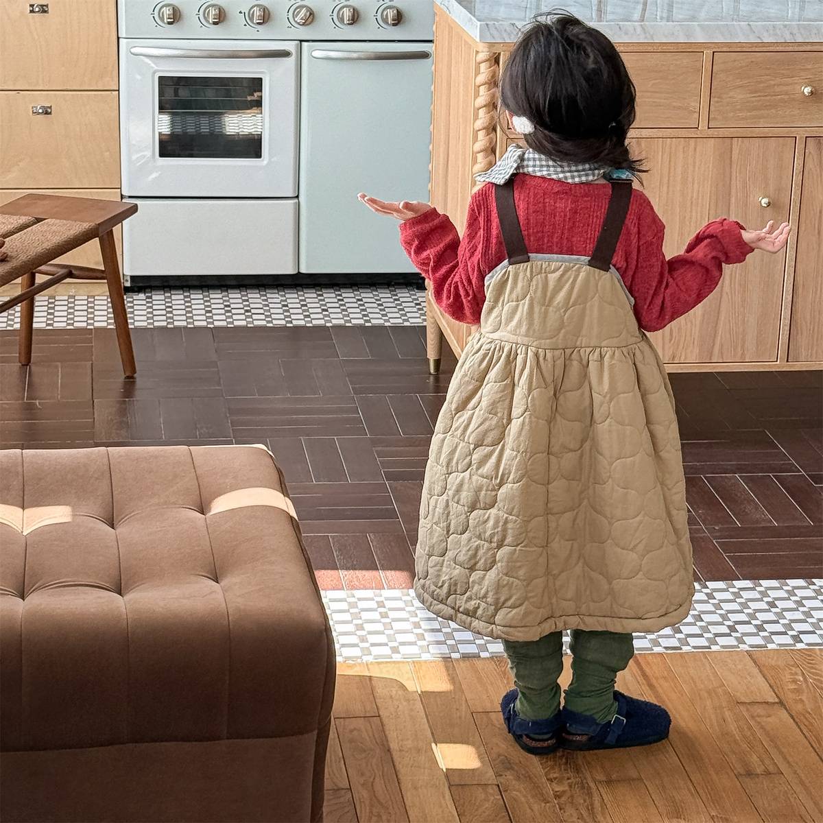 -キルティング サロペットスカート ジャンパースカート 中綿入り【mh0011419】 - mamahalo shop - ノースリーブワンピース -  べビー服 - 子供服 - 男の子 - 女の子