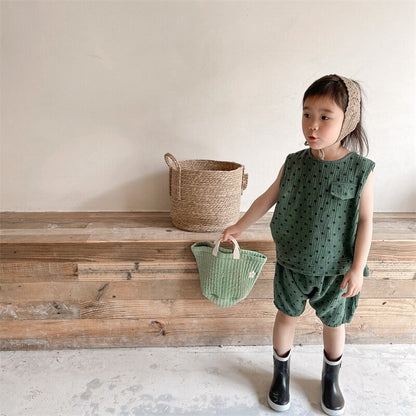 Polka Dot Sleeveless & Shorts Set ドット柄 ノースリーブ セットアップ【mh0012141】