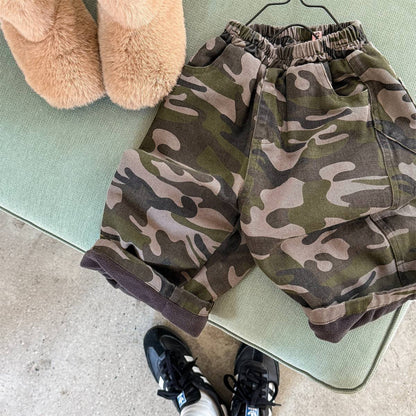 -カモフラ柄ロングパンツ 裏起毛 長ズボン カジュアルパンツ【mh0011414】 - mamahalo shop - ロングパンツ・スウェットパンツ -  べビー服 - 子供服 - 男の子 - 女の子