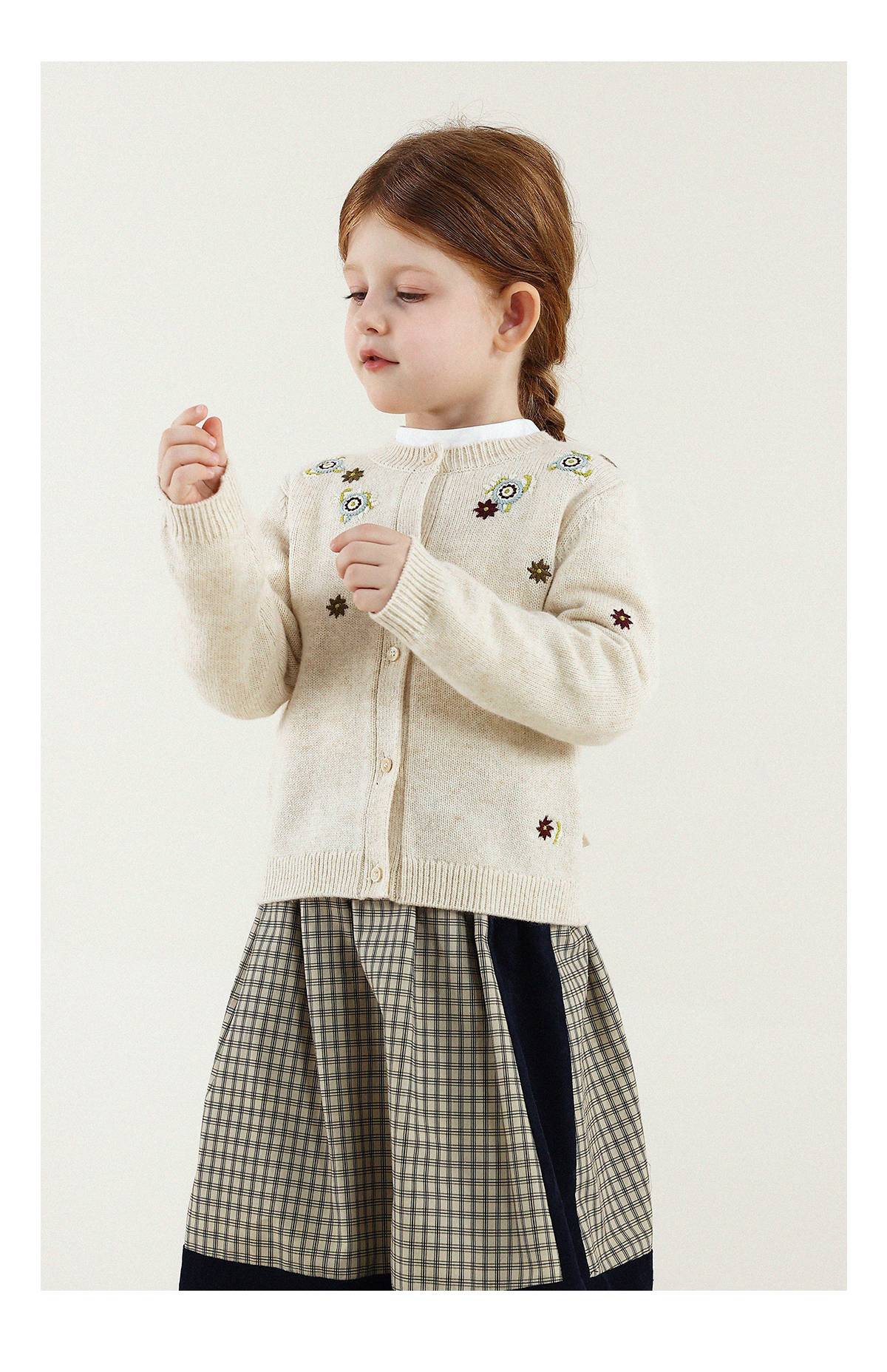 -長袖カーディガン ウール混紡 刺繍デザイン クルーネック【mh0011343】 - mamahalo shop - カーディガン・パーカー -  べビー服 - 子供服 - 男の子 - 女の子