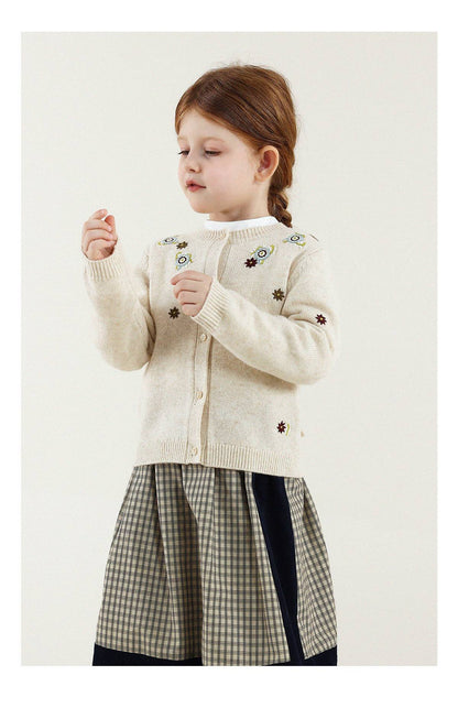 -長袖カーディガン ウール混紡 刺繍デザイン クルーネック【mh0011343】 - mamahalo shop - カーディガン・パーカー -  べビー服 - 子供服 - 男の子 - 女の子