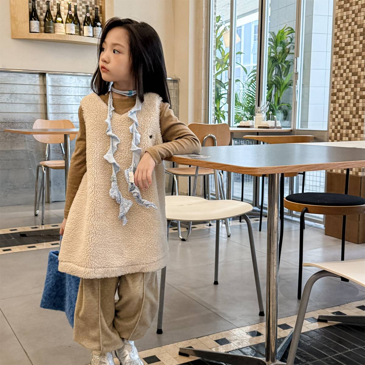 -シープボアジャンパースカート ノースリーブ ふわふわ素材 ワンピース【mh0011420】 - mamahalo shop - ノースリーブワンピース -  べビー服 - 子供服 - 男の子 - 女の子