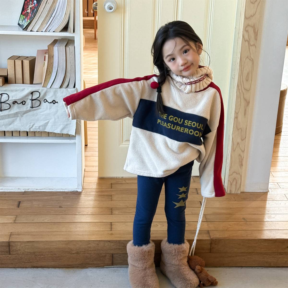 -裏起毛レギンス 星スタープリント 無地 暖かスパッツ ロングパンツ【mh0011406】 - mamahalo shop - レギンスパンツ -  べビー服 - 子供服 - 男の子 - 女の子