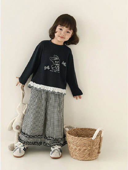 Embroidered Blouse Gingham Pants 裾刺繍 ブラウス ギンガム パンツ セットアップ【mh0012727】