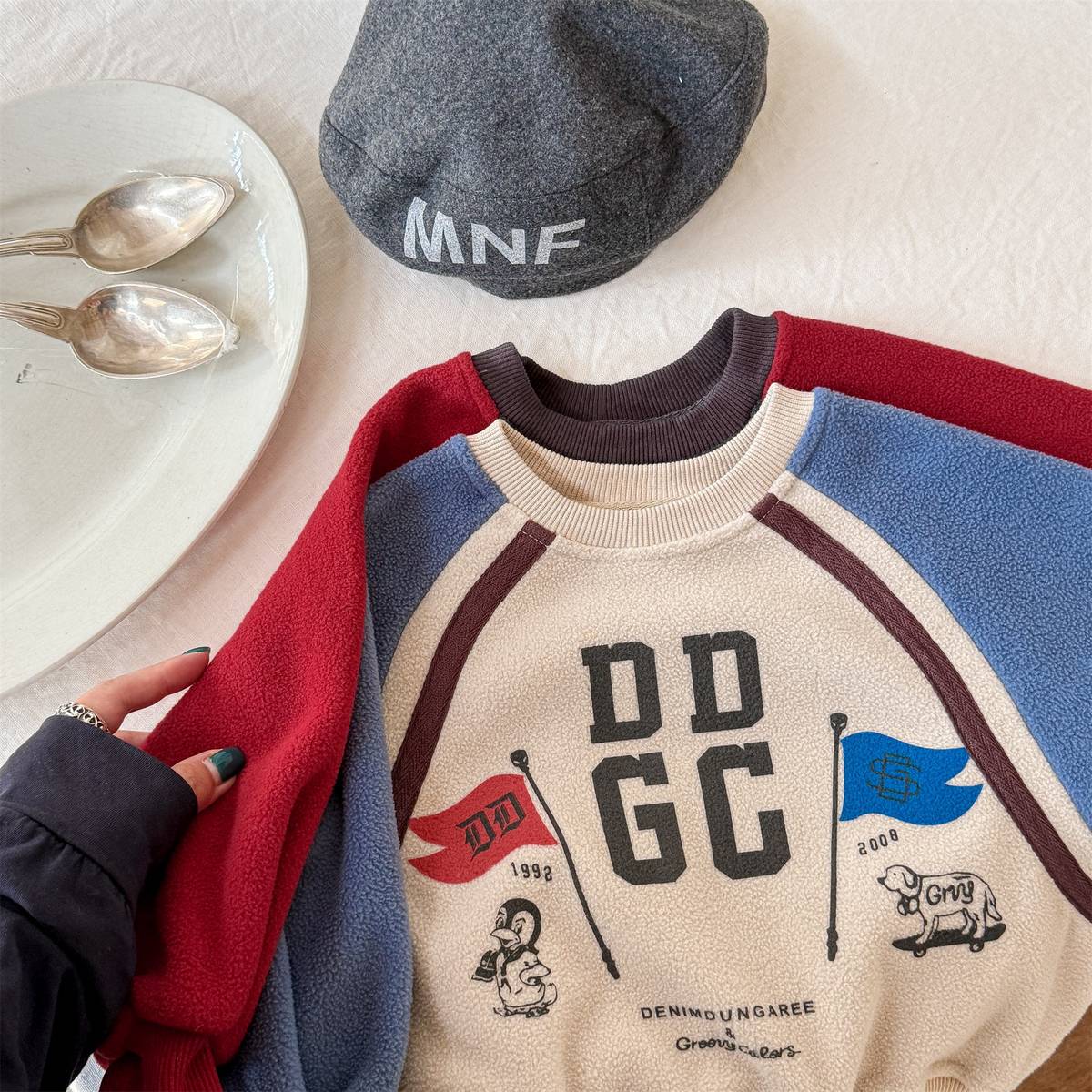 -長袖スウェットトレーナー フリース素材 ラグラン袖 プリントロゴ【mh0011412】 - mamahalo shop - トレーナー・フーディ -  べビー服 - 子供服 - 男の子 - 女の子