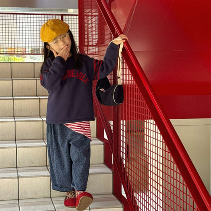 -長袖セーター ニット素材 ラグラン袖 刺繡ロゴ トップス【mh0011422】 - mamahalo shop - ニット・セーター -  べビー服 - 子供服 - 男の子 - 女の子