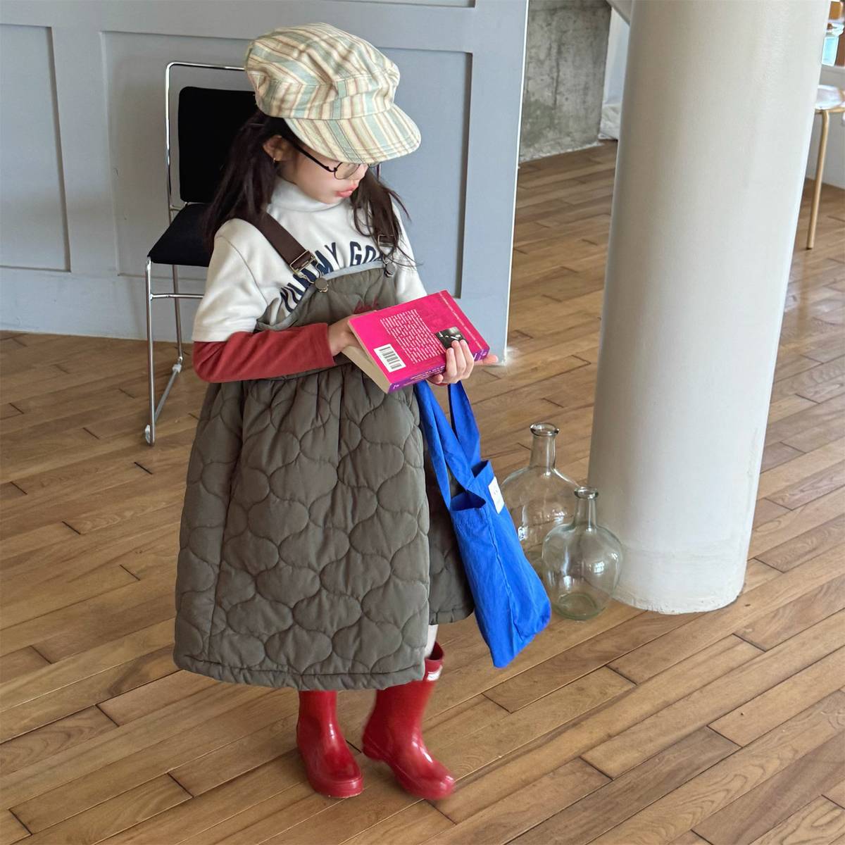 -キルティング サロペットスカート ジャンパースカート 中綿入り【mh0011419】 - mamahalo shop - ノースリーブワンピース -  べビー服 - 子供服 - 男の子 - 女の子