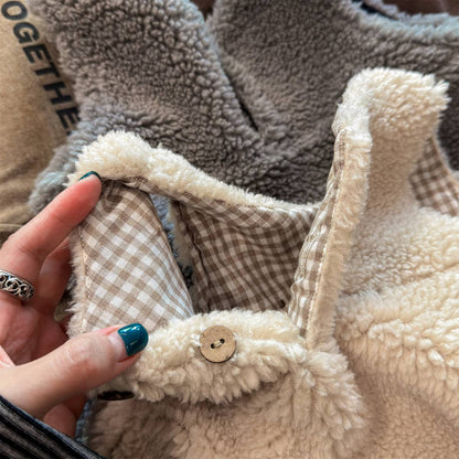 -シープボアジャンパースカート ノースリーブ ふわふわ素材 ワンピース【mh0011420】 - mamahalo shop - ノースリーブワンピース -  べビー服 - 子供服 - 男の子 - 女の子