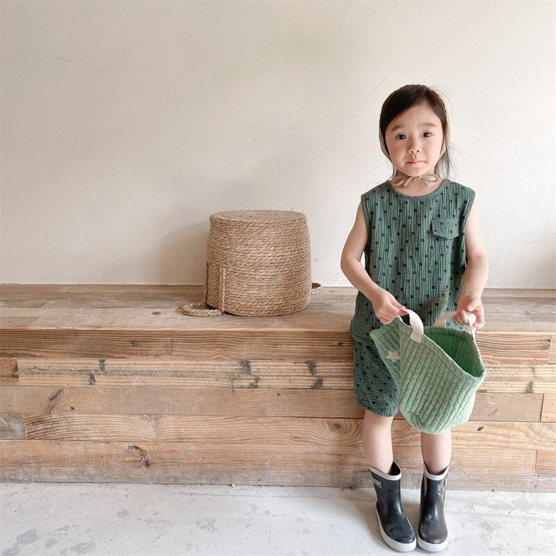 Polka Dot Sleeveless & Shorts Set ドット柄 ノースリーブ セットアップ【mh0012141】