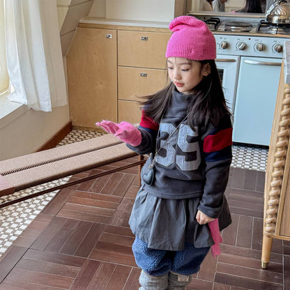 -長袖フリース プルオーバー ナンバーワッペン ハイネック スリーブデザイン【mh0011409】 - mamahalo shop - トレーナー・フーディ -  べビー服 - 子供服 - 男の子 - 女の子