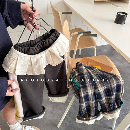 -裏起毛スウェットパンツ ロングパンツ カジュアル チェック サイドライン【mh0011402】 - mamahalo shop - ロングパンツ・スウェットパンツ -  べビー服 - 子供服 - 男の子 - 女の子