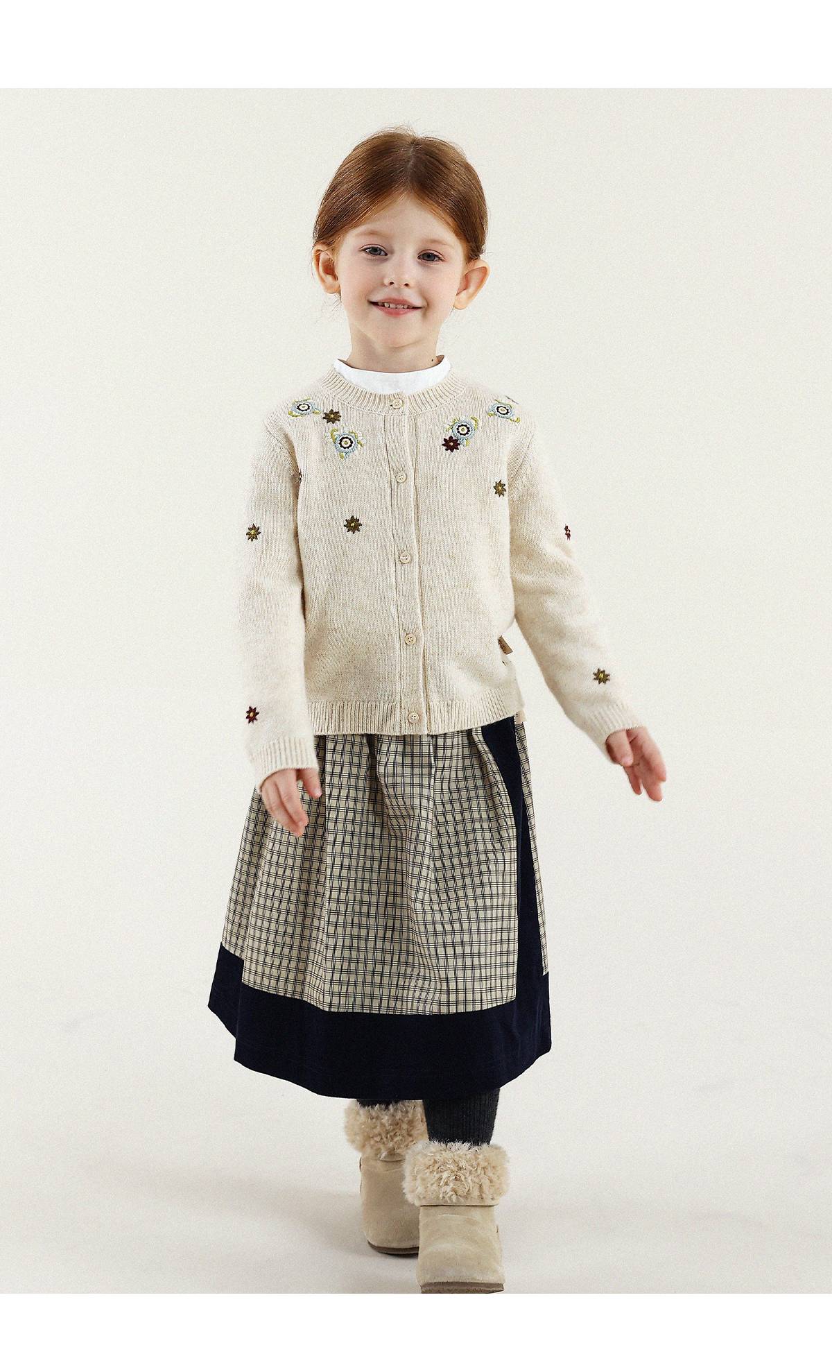 -長袖カーディガン ウール混紡 刺繍デザイン クルーネック【mh0011343】 - mamahalo shop - カーディガン・パーカー -  べビー服 - 子供服 - 男の子 - 女の子