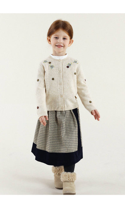 -長袖カーディガン ウール混紡 刺繍デザイン クルーネック【mh0011343】 - mamahalo shop - カーディガン・パーカー -  べビー服 - 子供服 - 男の子 - 女の子