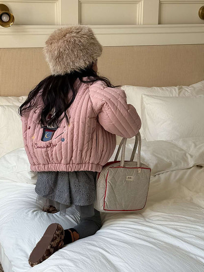 Long-sleeved quilted jacket | Padded and fully embroidered | Character print outerwear [mh0011467]